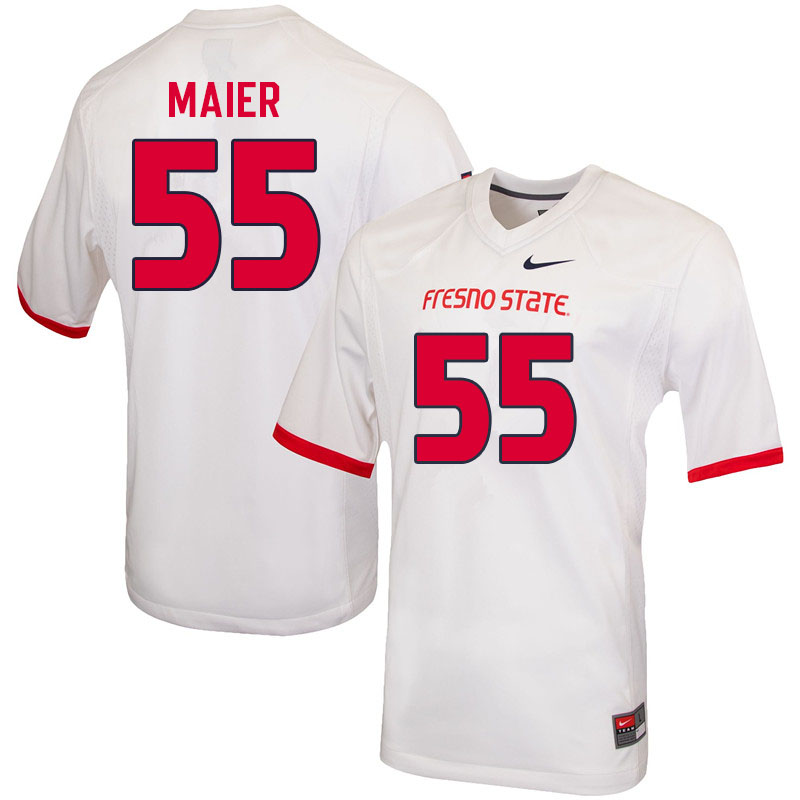 Men #55 Nate Maier Fresno State Bulldogs College Football Jerseys Sale-White - Click Image to Close